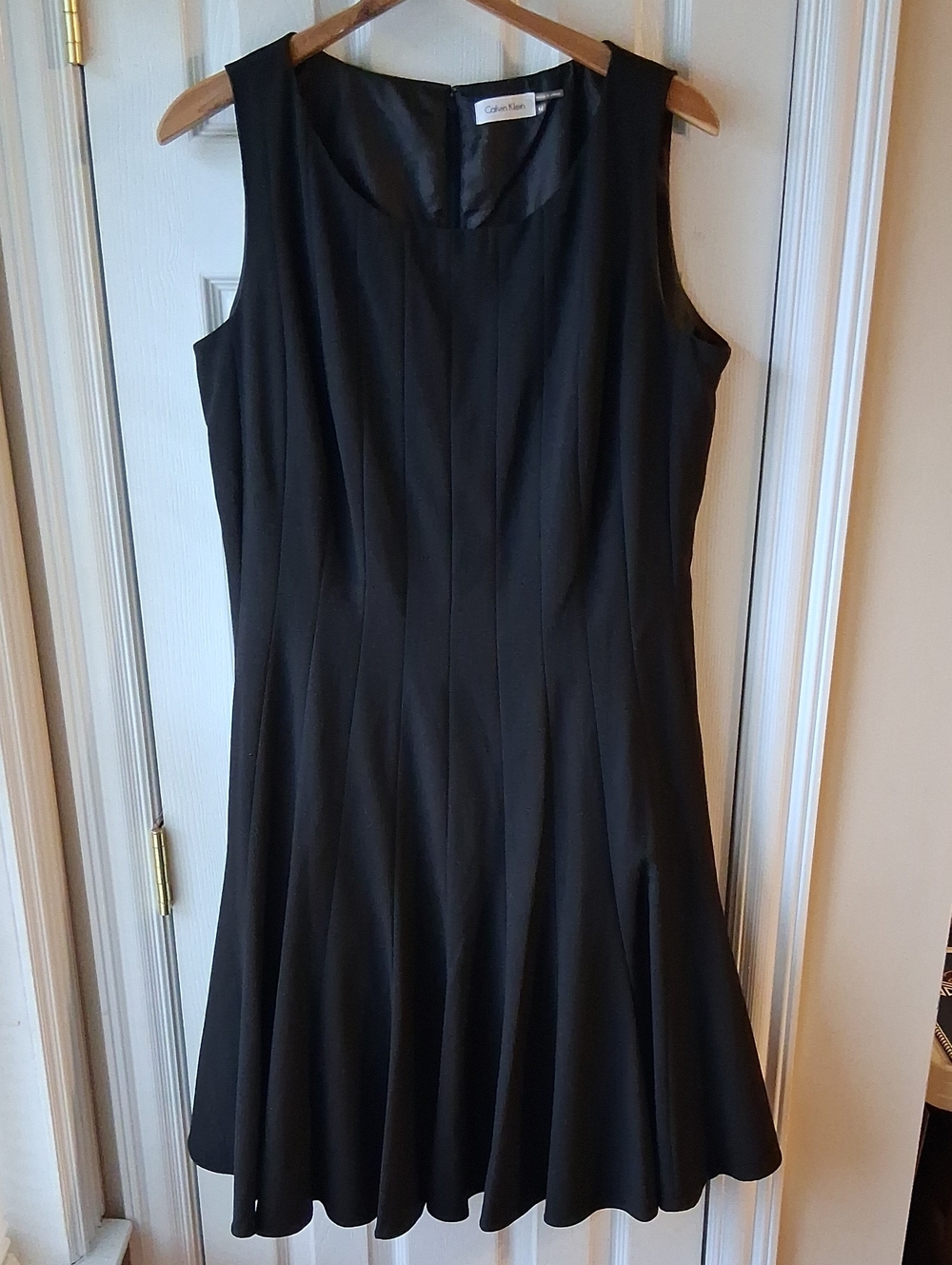 Calvin Klein Black Sleeveless A-Line Midi Fit And Flair Style Little Black Dress